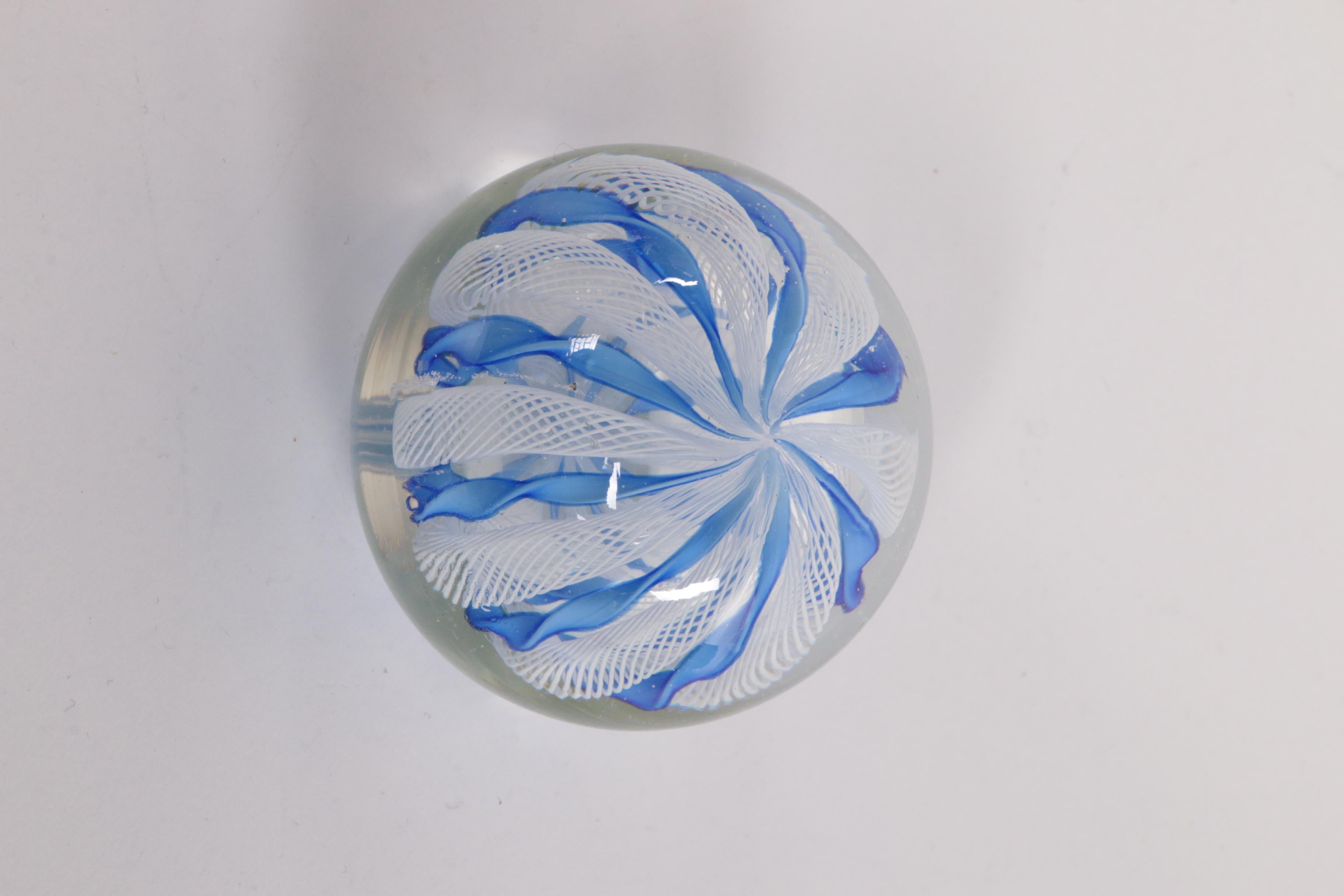 Murano Paperweight with Blue and White Spirals, 1960 4