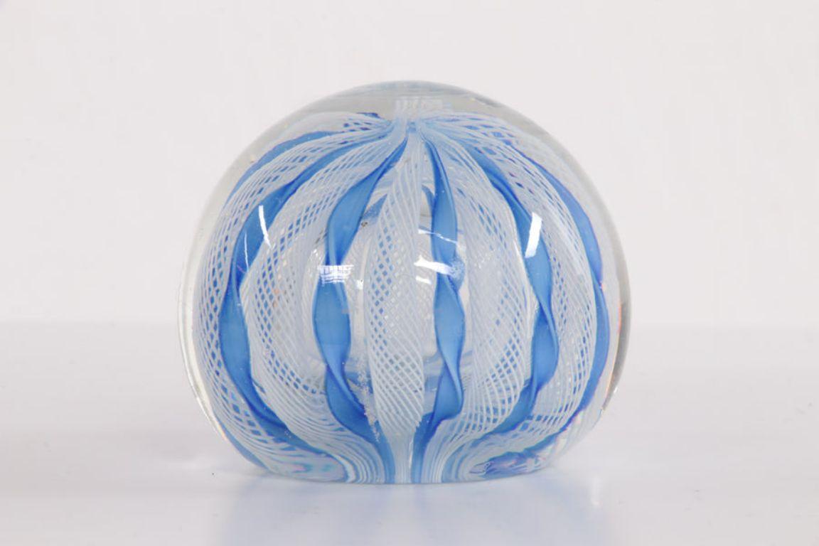 Murano Paperweight with Blue and White Spirals, 1960

Additional information: 
Dimensions: 6 W x 6 D x 5 H cm 
Period of Time: 1960
Condition: Good
