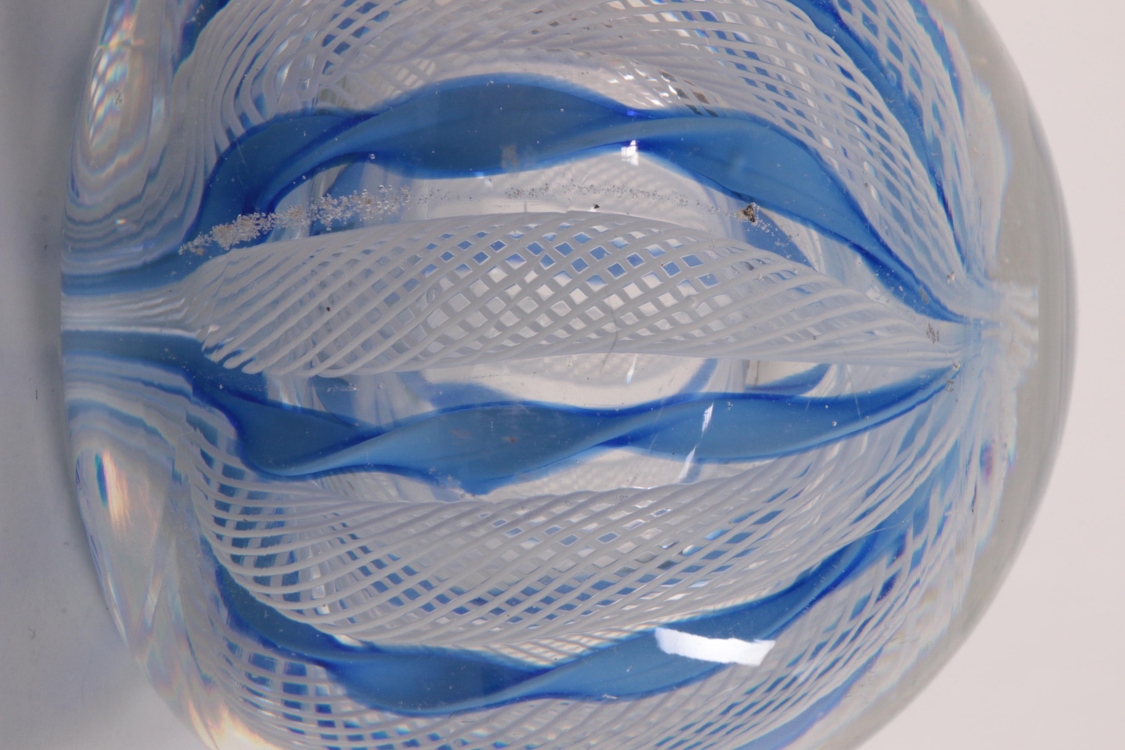 Murano Paperweight with Blue and White Spirals, 1960 1
