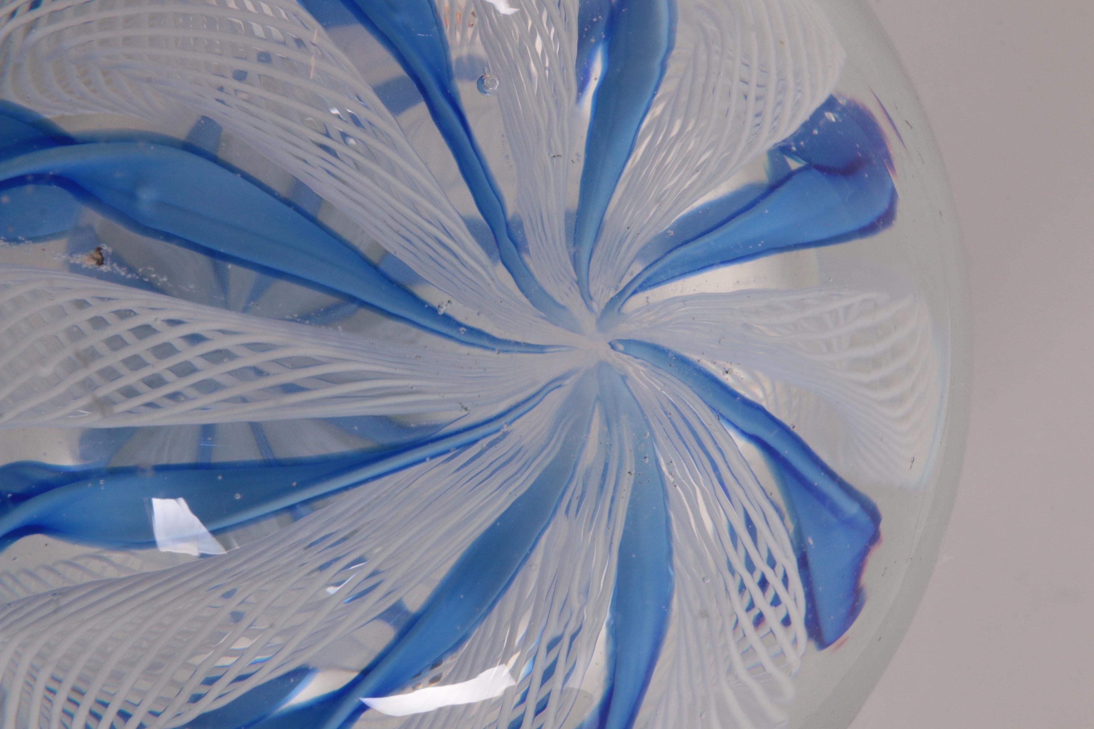 Murano Paperweight with Blue and White Spirals, 1960 2