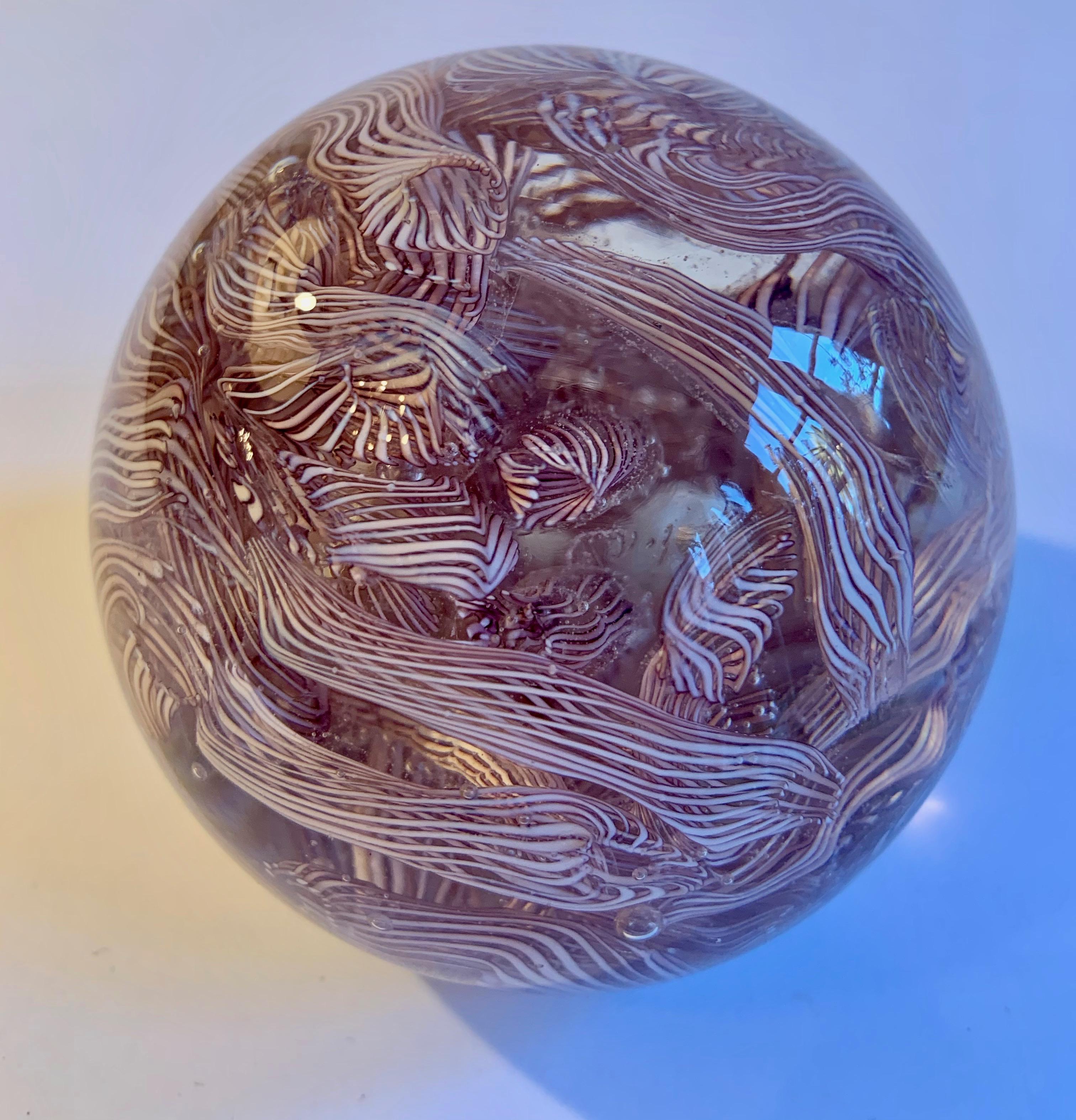 Mid-Century Modern Murano Paperweight with Ribbon Detailing