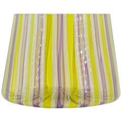 Murano Parachute Latticino Ribbon Glass Bowl Centerpiece Italy