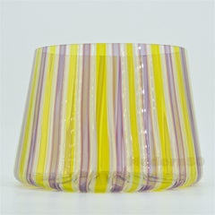 Murano Parachute Latticino Ribbon Glass Bowl Centerpiece Italy