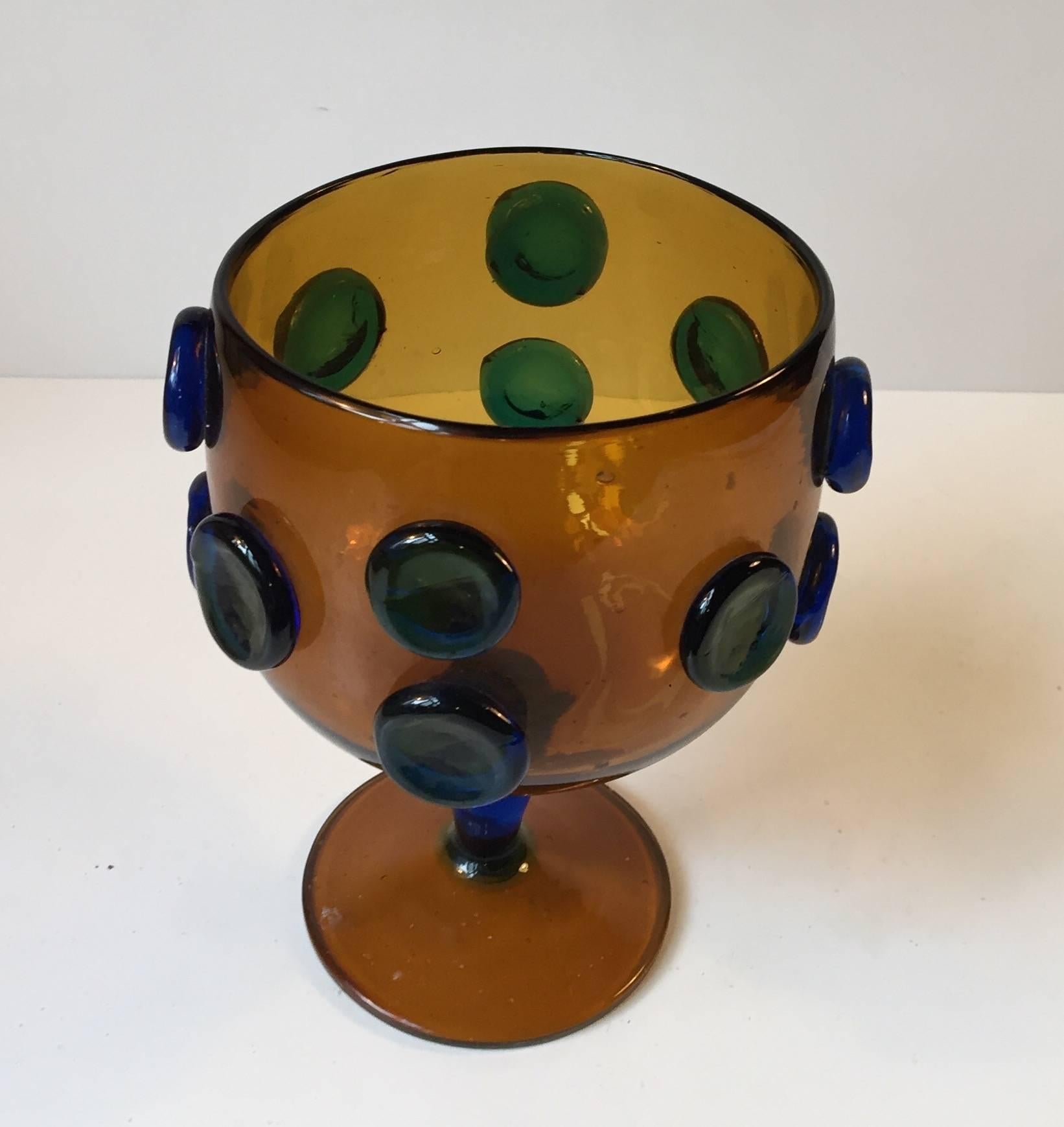 Italian Murano Pedestal 'Button' Dish by Enrico Camozzo, Italy, 1980s For Sale