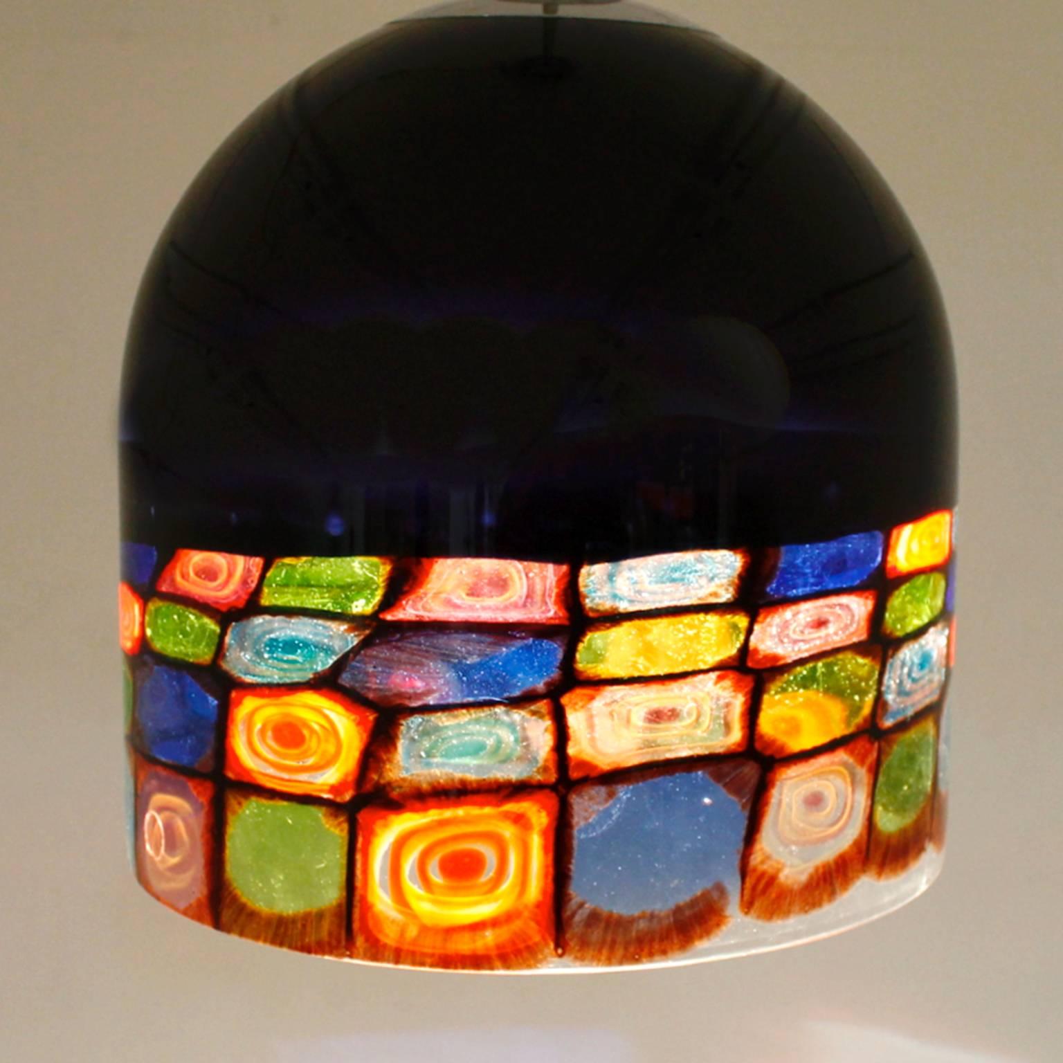 Italian Murano Pendant Lamp by Noti Massari for Leucos, 1971