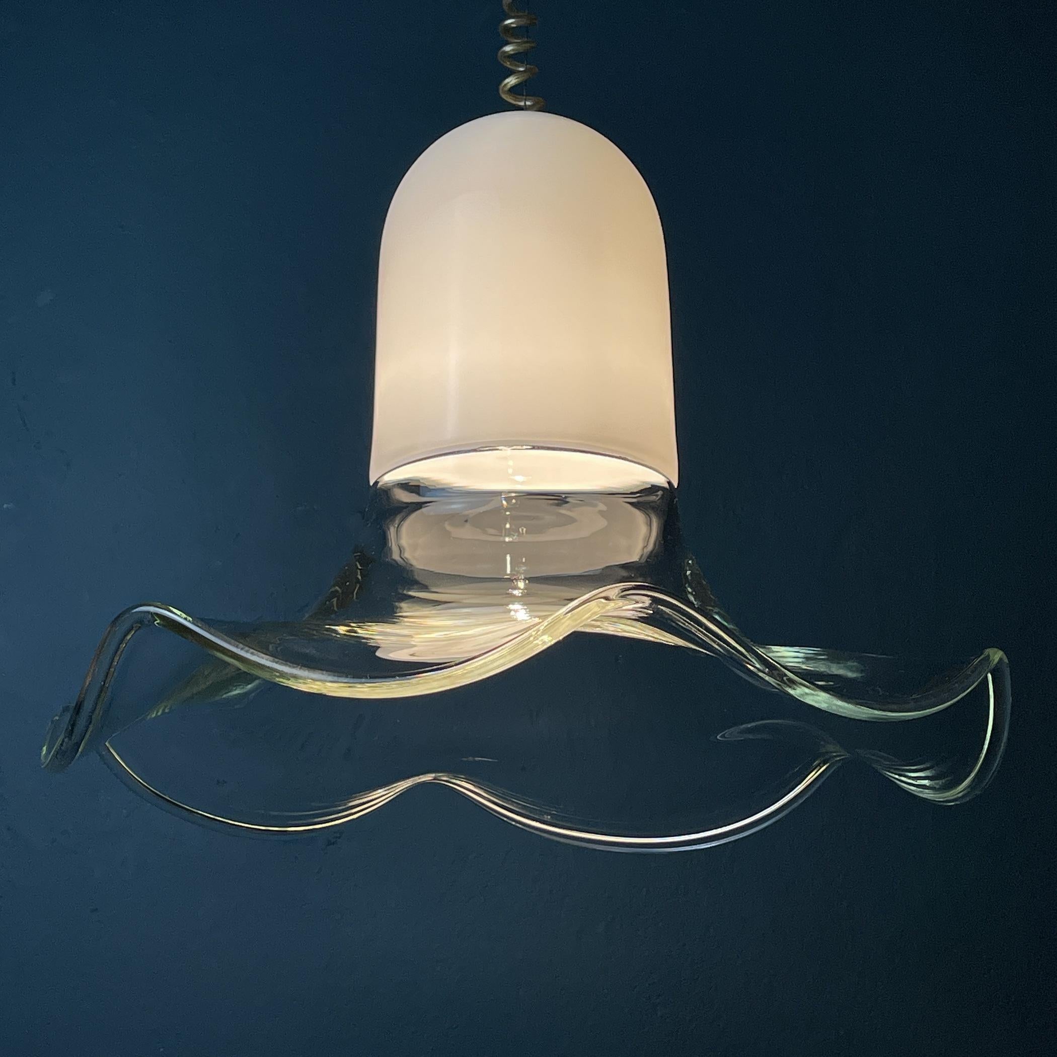 Mid-Century Modern Murano Pendant Lamp by Roberto Pamio & Renato Toso for Leucos, Italy, 1970s For Sale