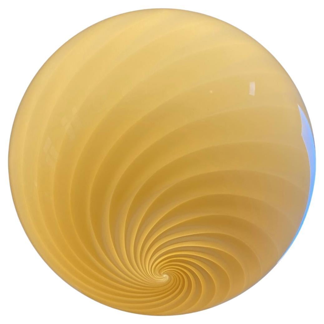Ø40 Grand pendentif Murano en verre soufflé jaune doux, soufflé à la bouche en Italie 