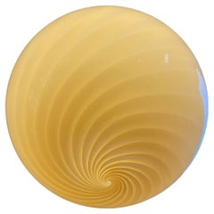 Ø40 Grand pendentif Murano en verre soufflé jaune doux, soufflé à la bouche en Italie 