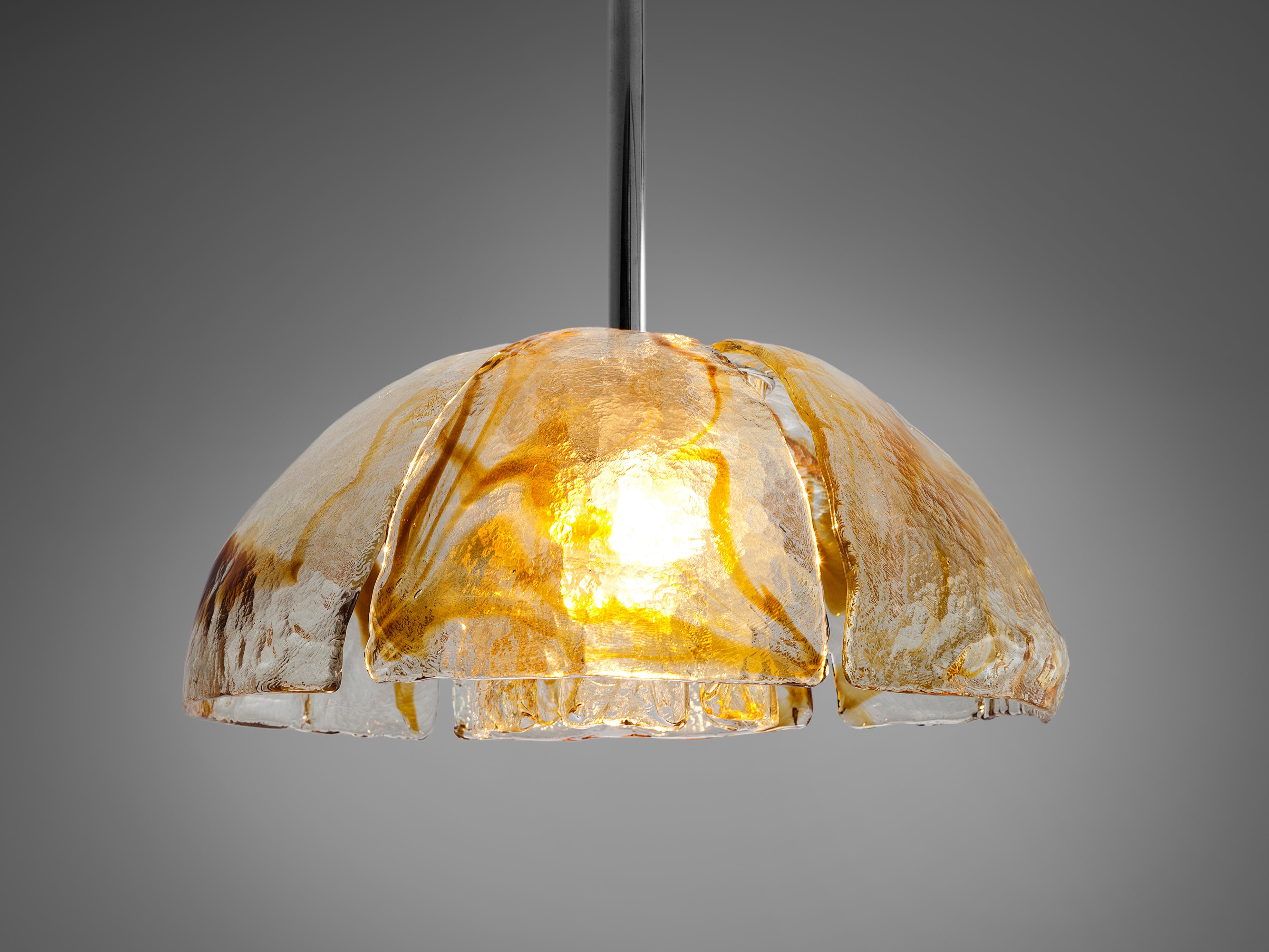 Murano Pendant with Stained Yellow Glass and Chrome In Good Condition In Waalwijk, NL