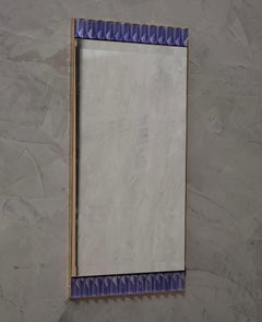 Murano Periwinkle Glass and Brass Mid-Century Console / Wall Mirror, 1990