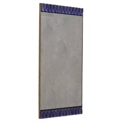 Murano Periwinkle Glass and Brass Mid-Century Console / Wall Mirror, 1990