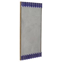 Murano Periwinkle Glass and Brass Mid-Century Wall Mirror, 1990