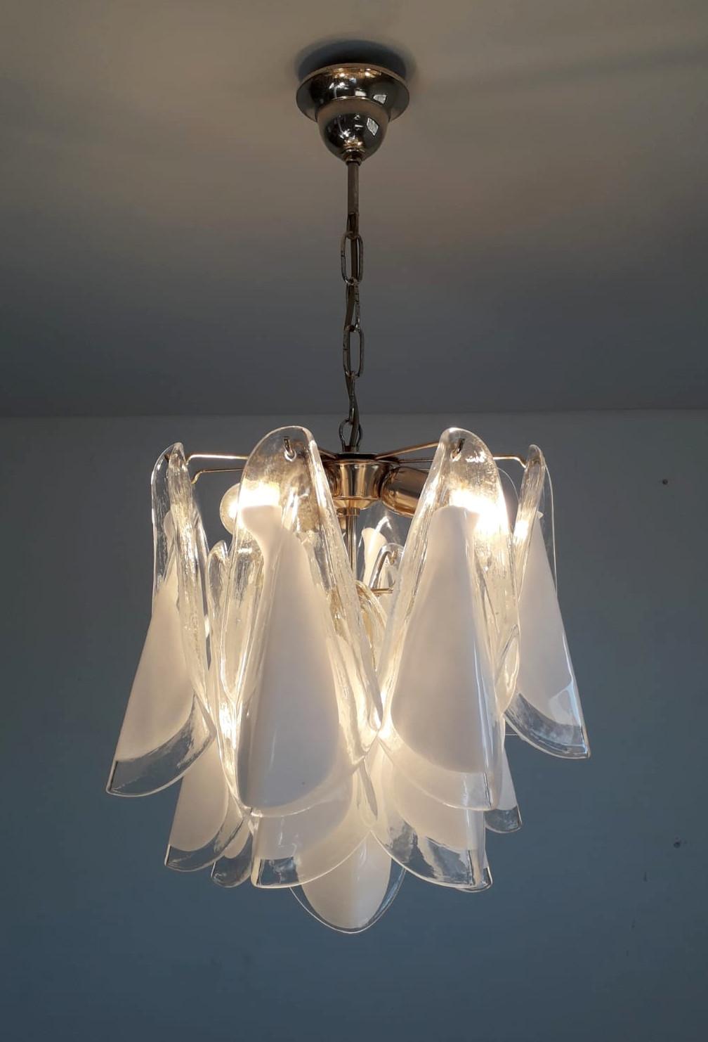 Mid-Century Modern Murano Petals Chandelier by Mazzega