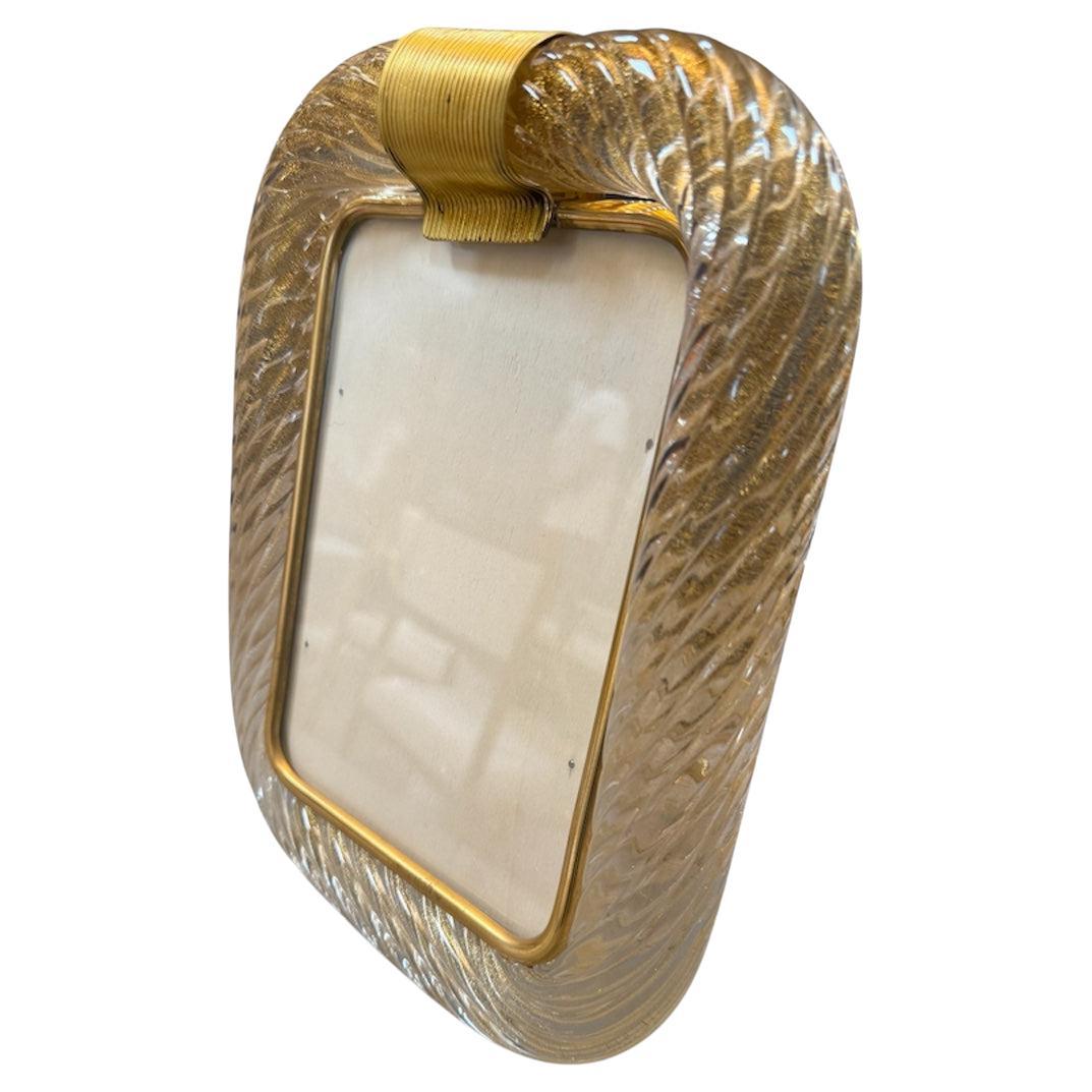 Murano picture frame in brass and glass. 90s