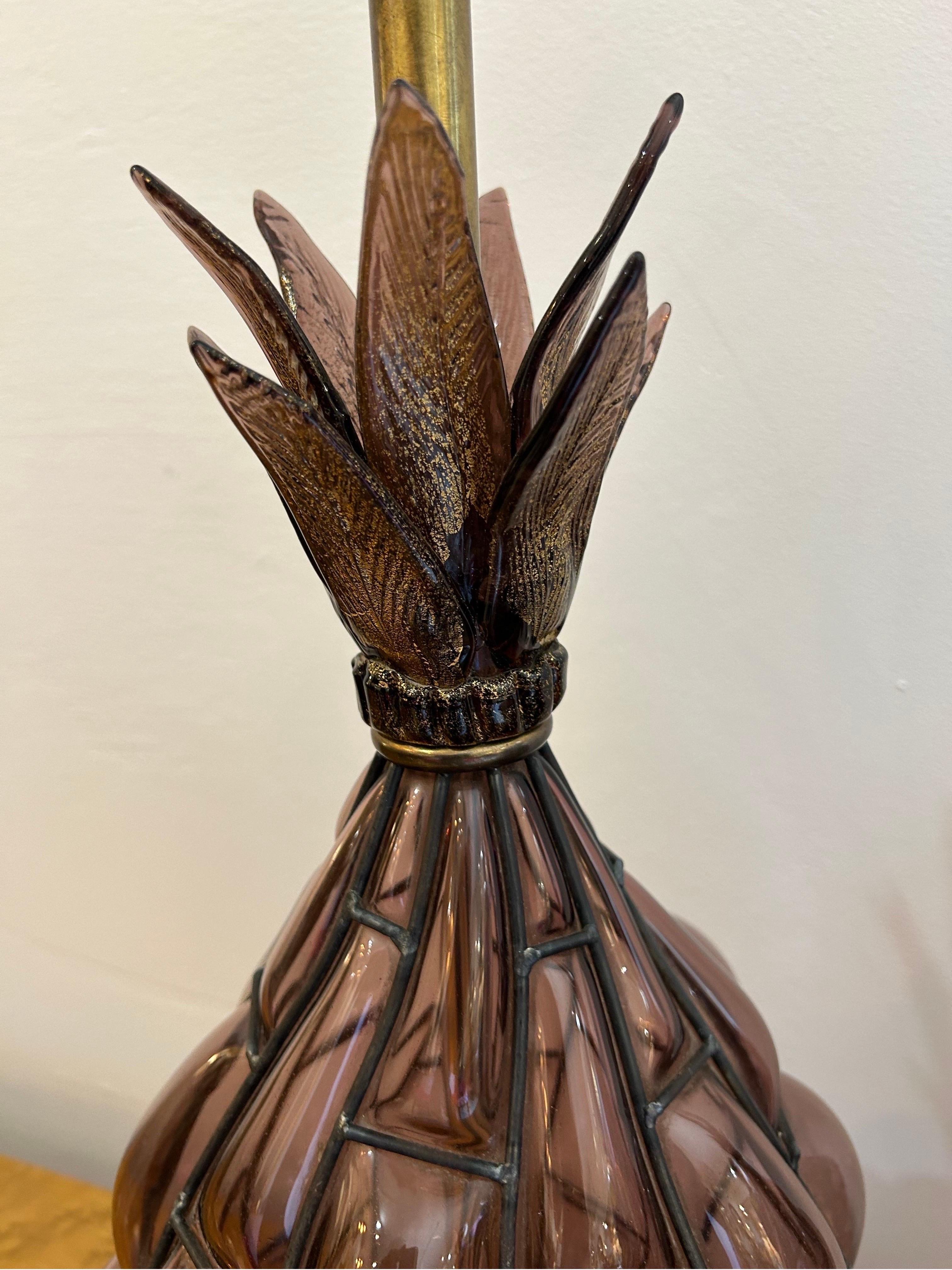 Paire de lampes de Murano en verre ananas en vente 2