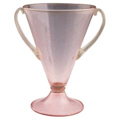 Vase de Murano rose moucheté de Macchie et d'aventurine 