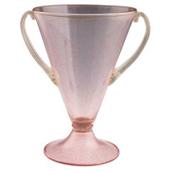 Antique Murano Pink a Macchie Speckled and Aventurine Vase