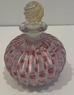 Murano Pink and Gold Swirl Glass Perfume Bottle, Blown Glass, 1950s