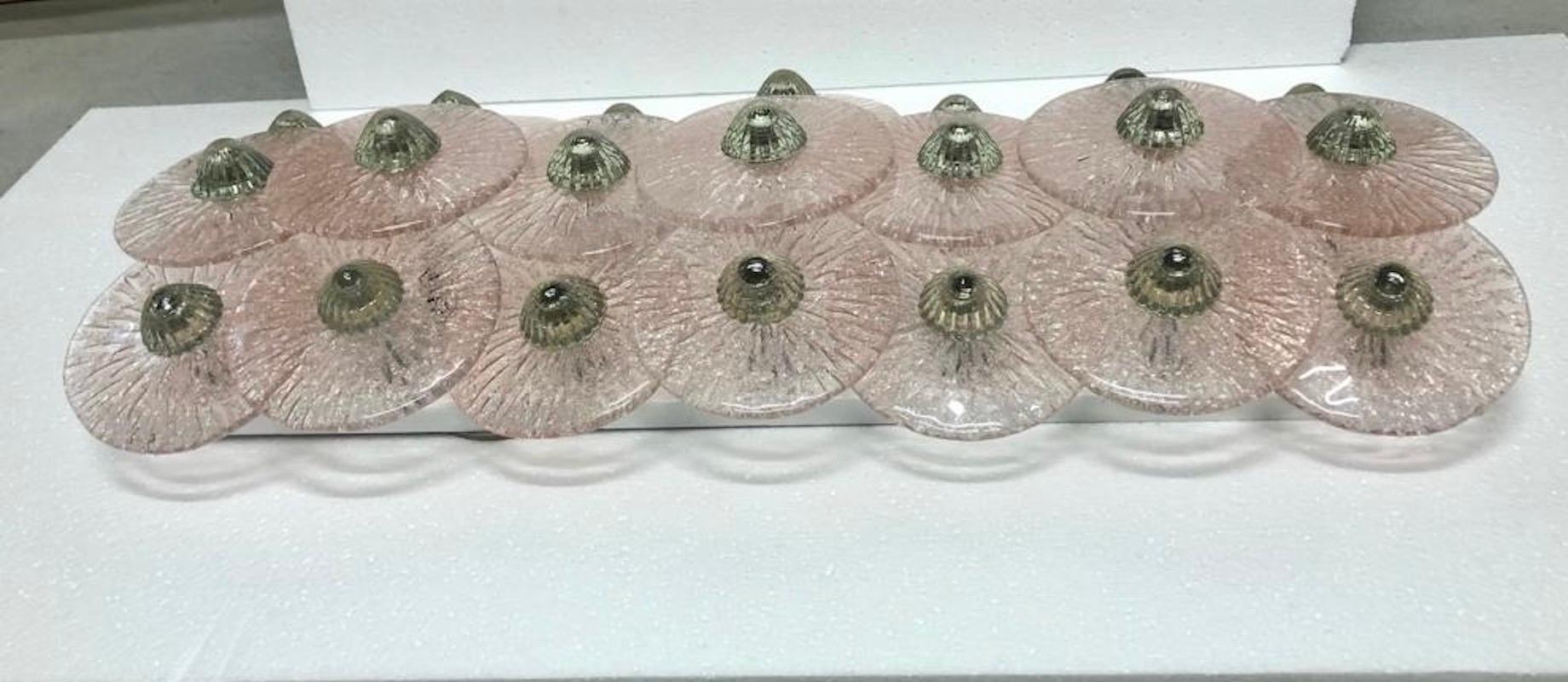 Mid-20th Century Murano Pink and Green Glass Mid-Century Wall Light, 1950 For Sale