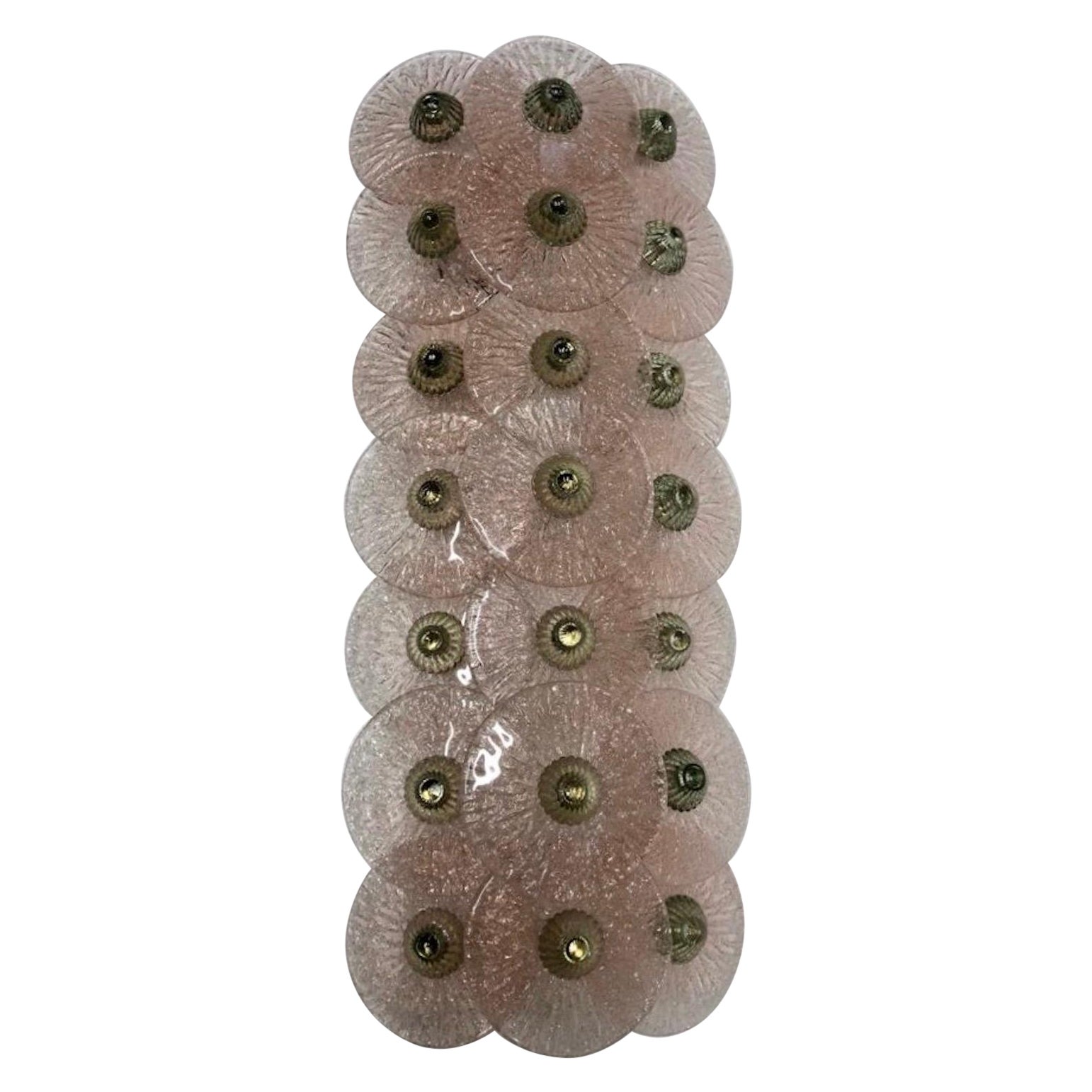 Lámpara de pared y apliques de cristal rosa y verde de Murano de mediados de siglo, 1950