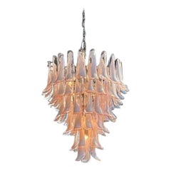 Murano Pink and White Saddle Waterfall Chandelier