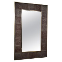 Murano Pink Art Glass and Brass Mid-Century Italian Console Wall Mirror, 2020