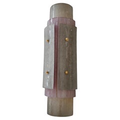 Murano Pink Art Glass and Brass Wall Light and Sconces, 2020