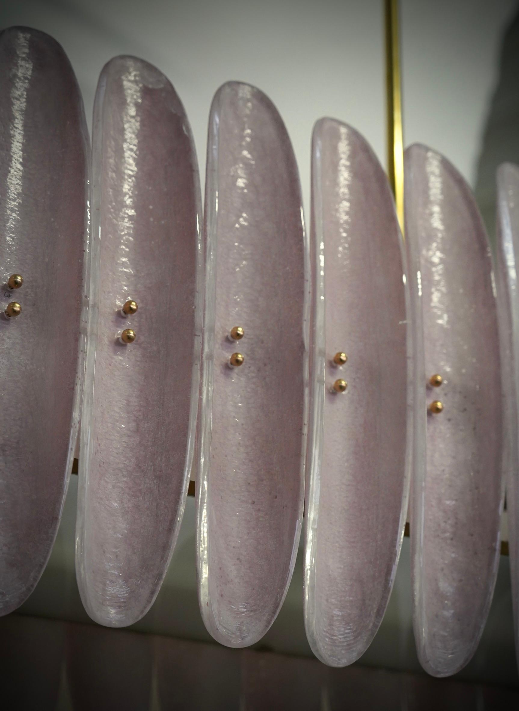 Mid-Century moderno Lampadario e pendente rettangolare di metà secolo in vetro artistico rosa di Murano, 2000 in vendita