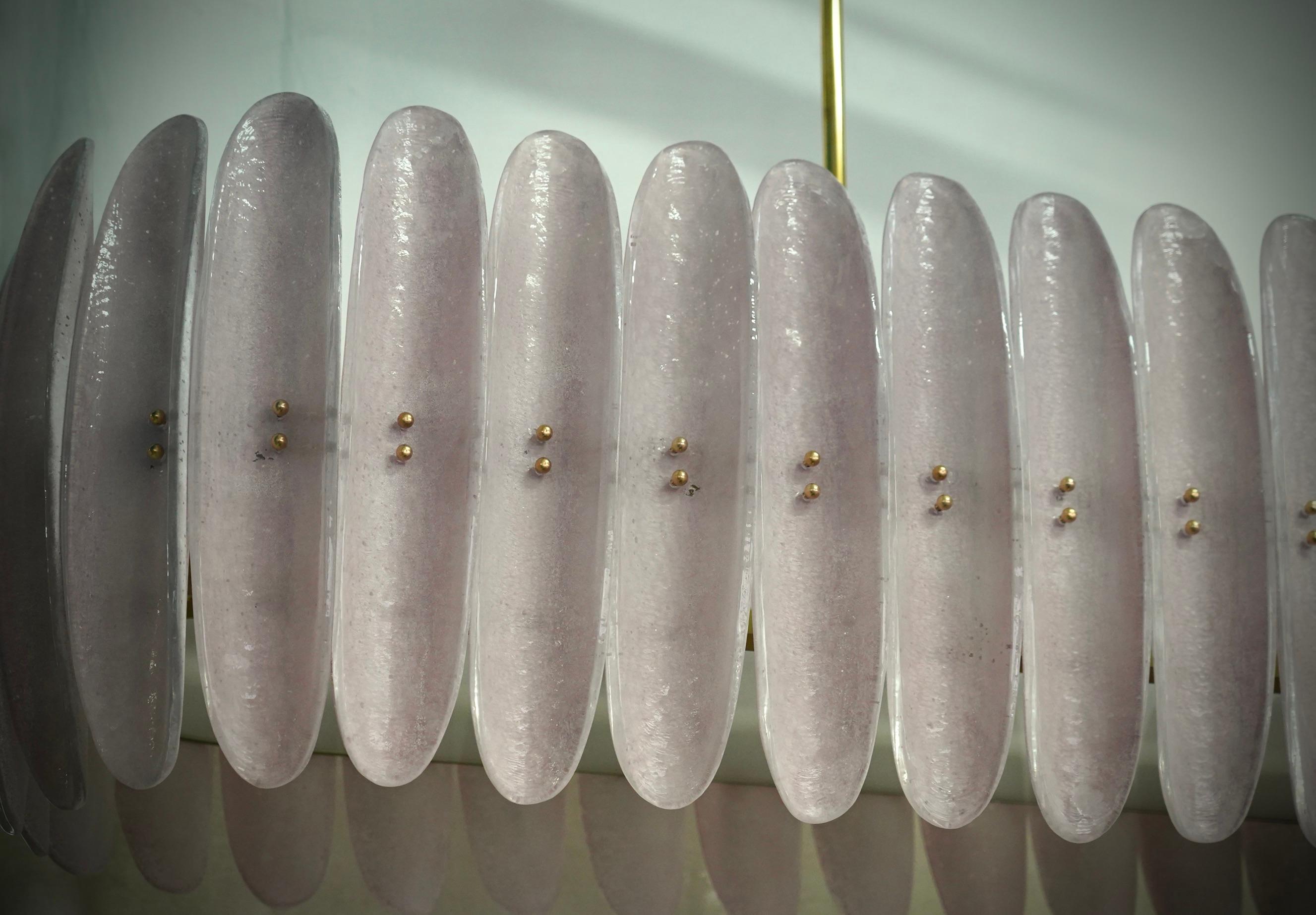 XXI secolo e contemporaneo Lampadario e pendente rettangolare di metà secolo in vetro artistico rosa di Murano, 2000 in vendita