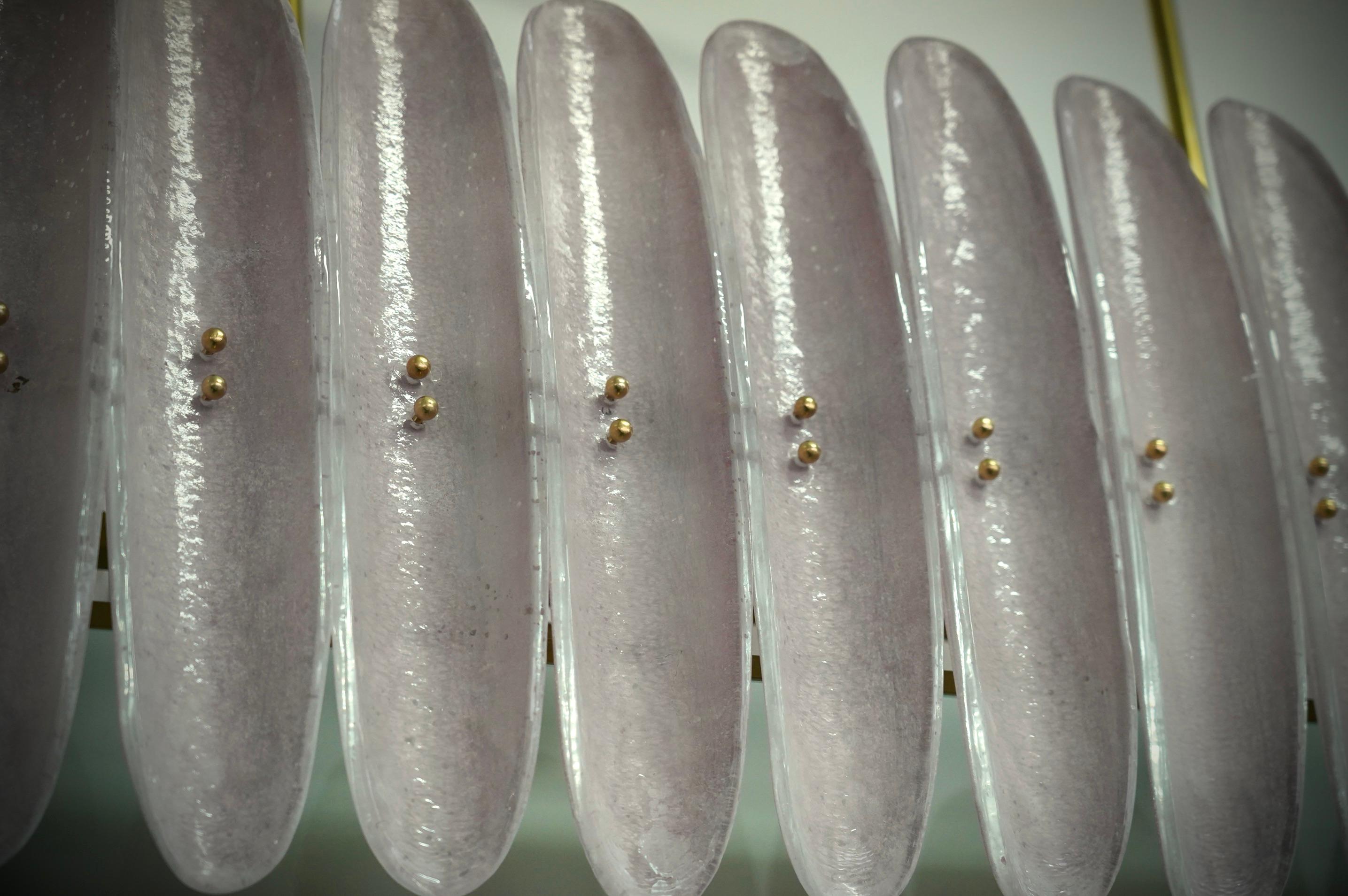 Lampadario e pendente rettangolare di metà secolo in vetro artistico rosa di Murano, 2000 in vendita 1