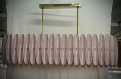 Murano Pink Art Glass Rectangular Mid-Century Chandelier and Pendant, 2020