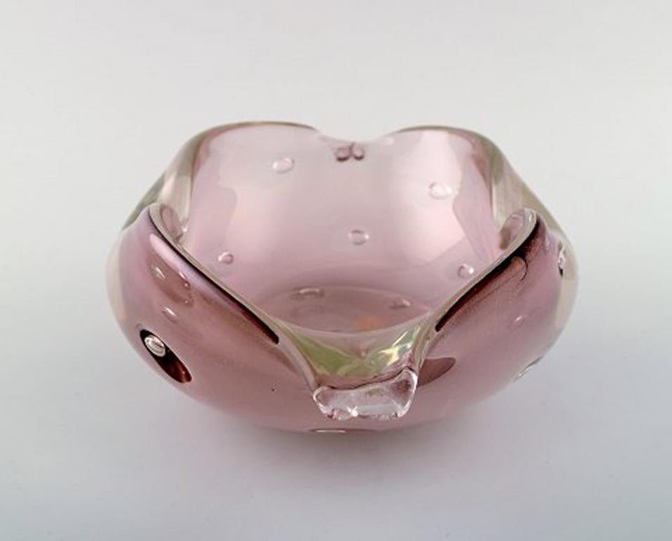 Italian Murano, Pink Bowl in Mouth Blown Art Glass, 1960s