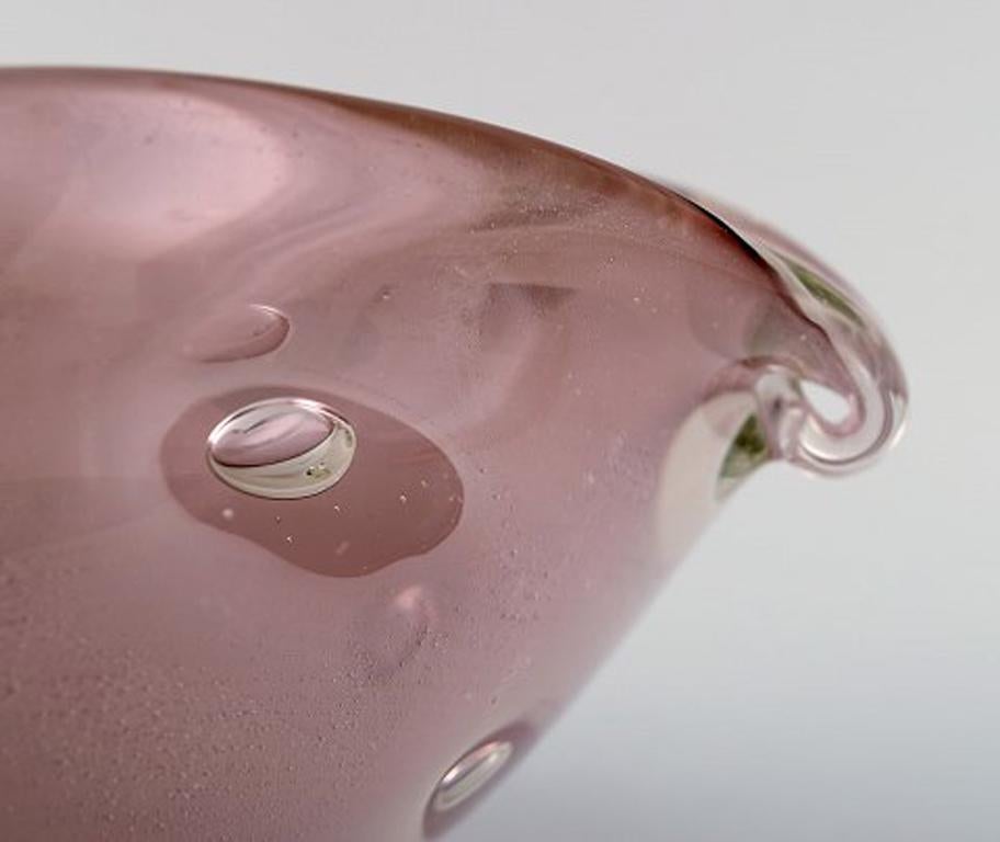 Murano, Pink Bowl in Mouth Blown Art Glass, 1960s In Excellent Condition In Copenhagen, DK