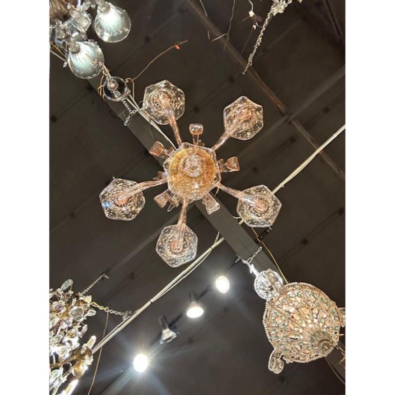 Murano Pink Bubble Glass Chandelier For Sale 2
