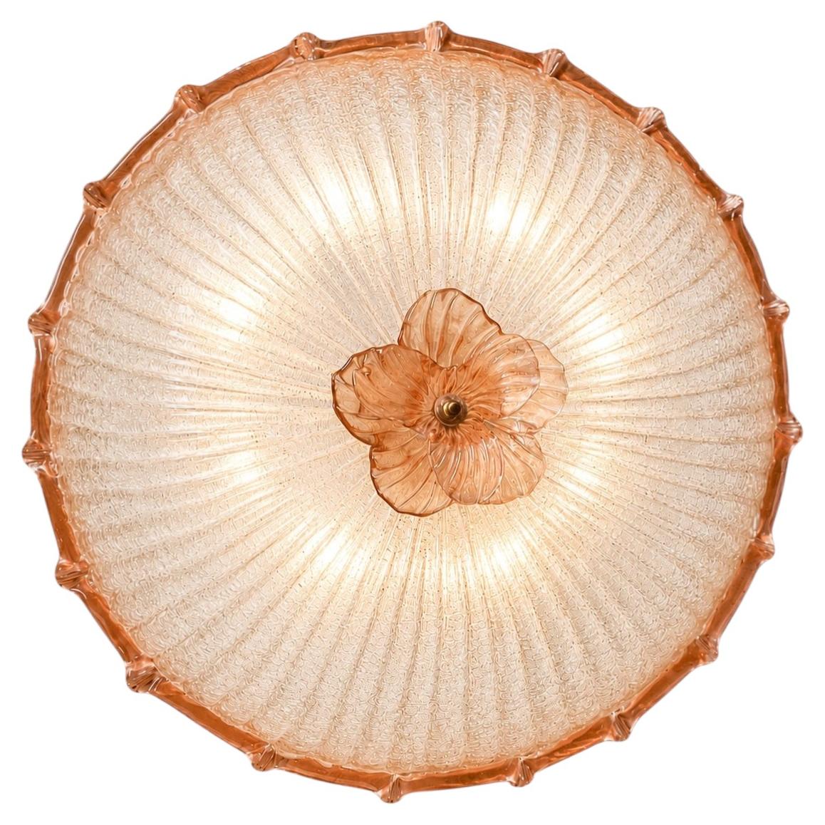 Murano Pink Ceiling Light, 1980's
