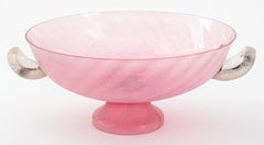 Murano Pink Coroso Rigadin Glass Centerpiece Bowl