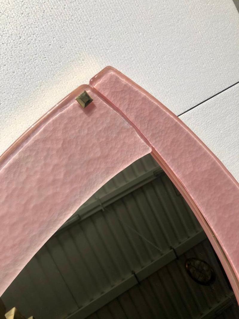 Murano Pink Glass and Brass Mid-Century Wall Mirror, 2020 2
