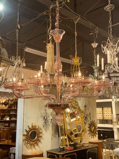 Murano Pink Glass Chandelier
