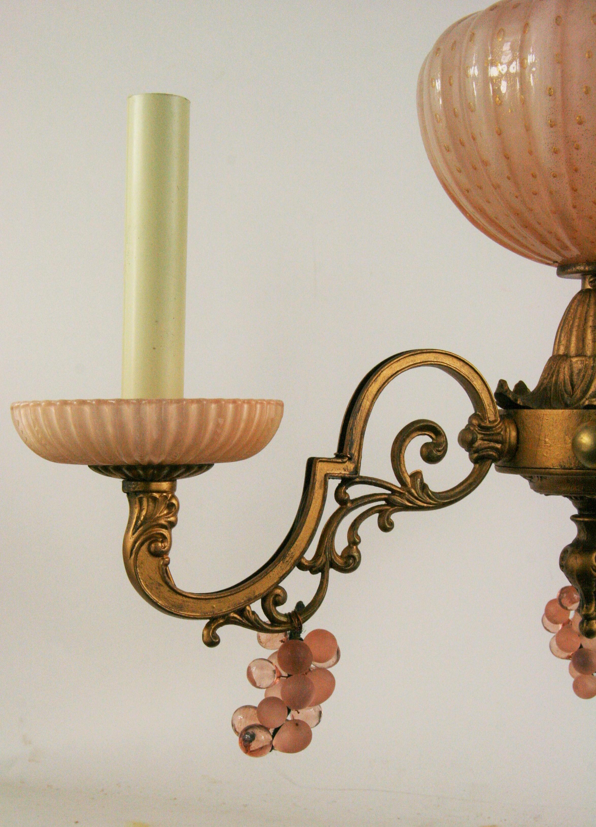 Mid-20th Century Murano Pink Glass Chandelier