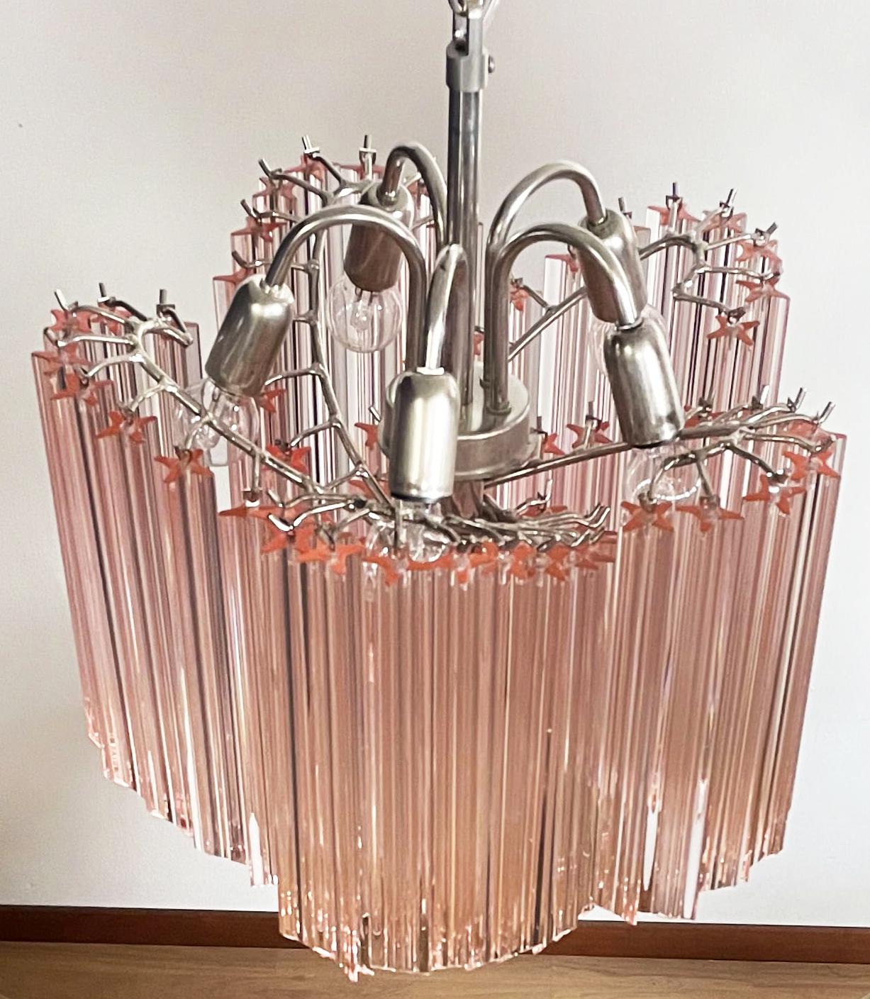 Murano Pink Glass Chandeliers For Sale 5