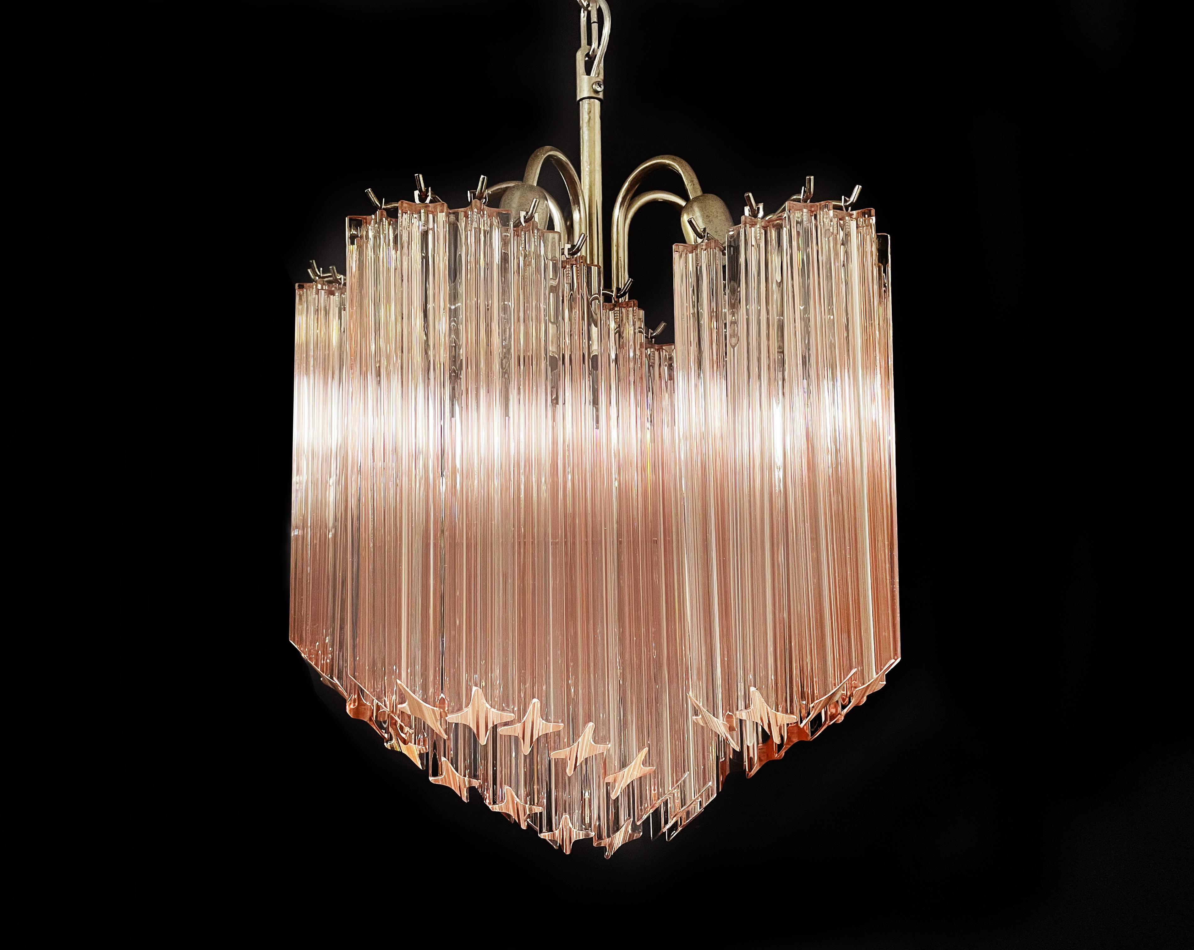 Murano Pink Glass Chandeliers In Good Condition For Sale In Budapest, HU