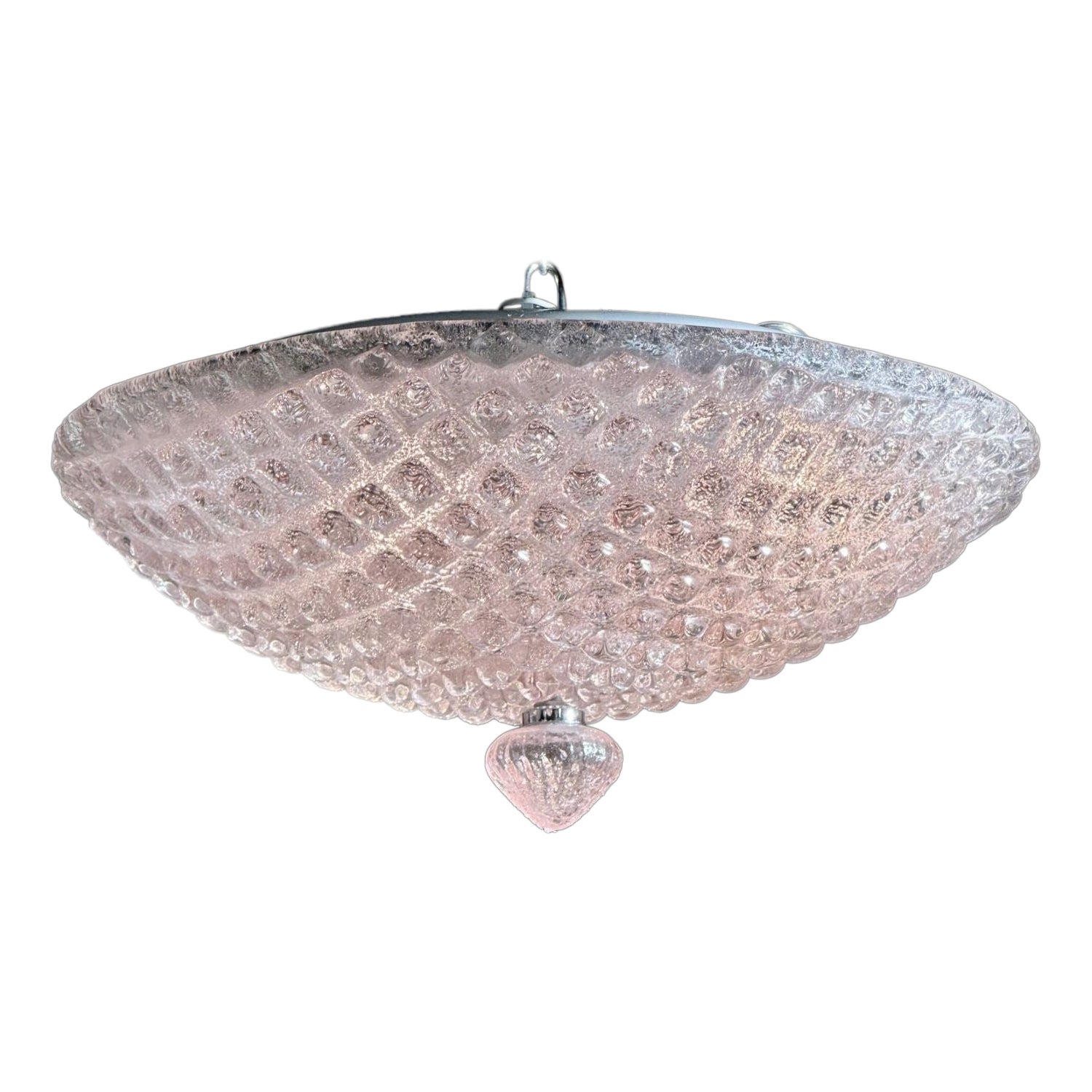 Lampadario a incasso in vetro rosa di Murano
