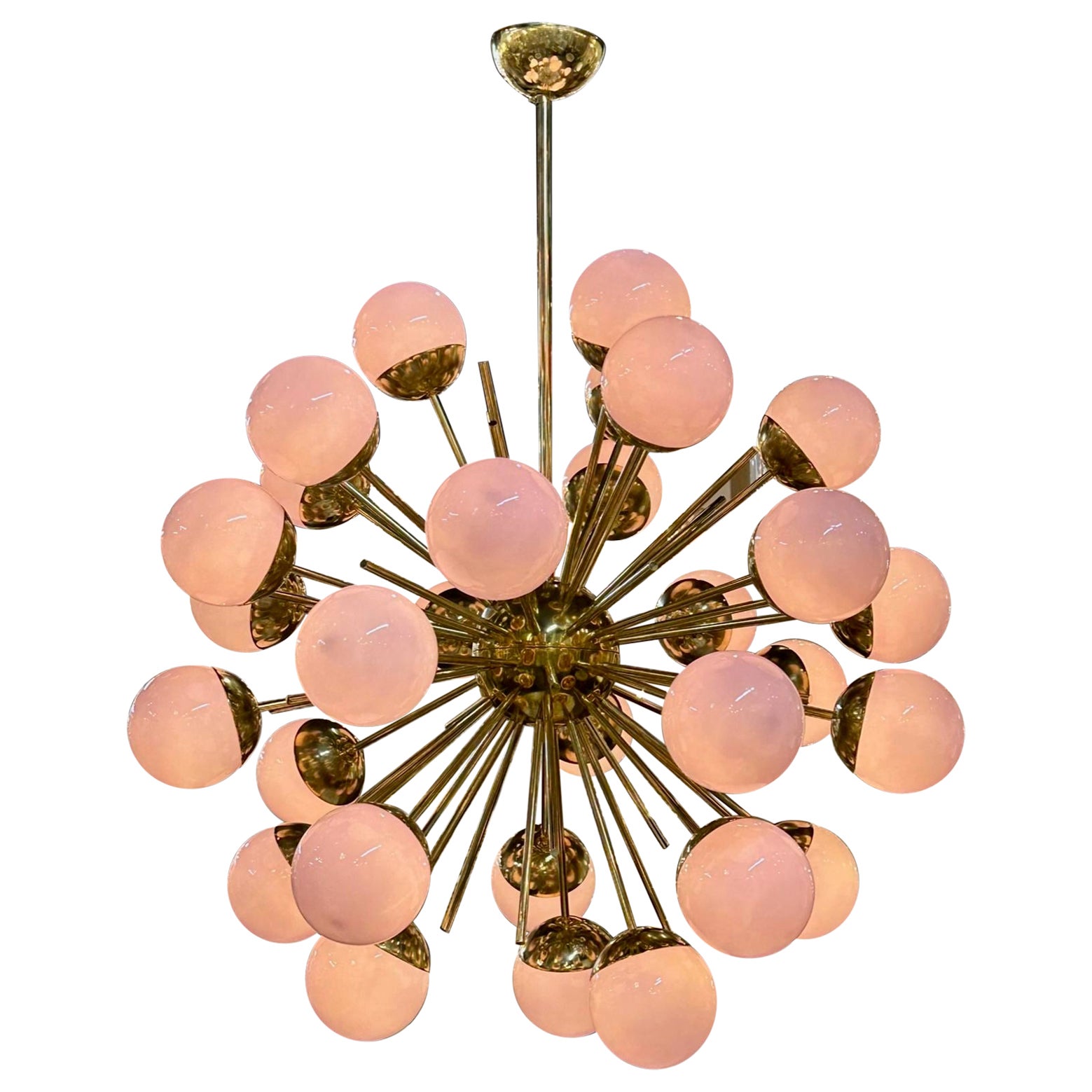 Murano Pink Glass Globe Sputnik Chandelier