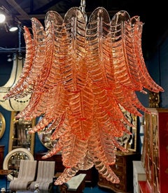 Murano Pink Glass Palm Chandelier