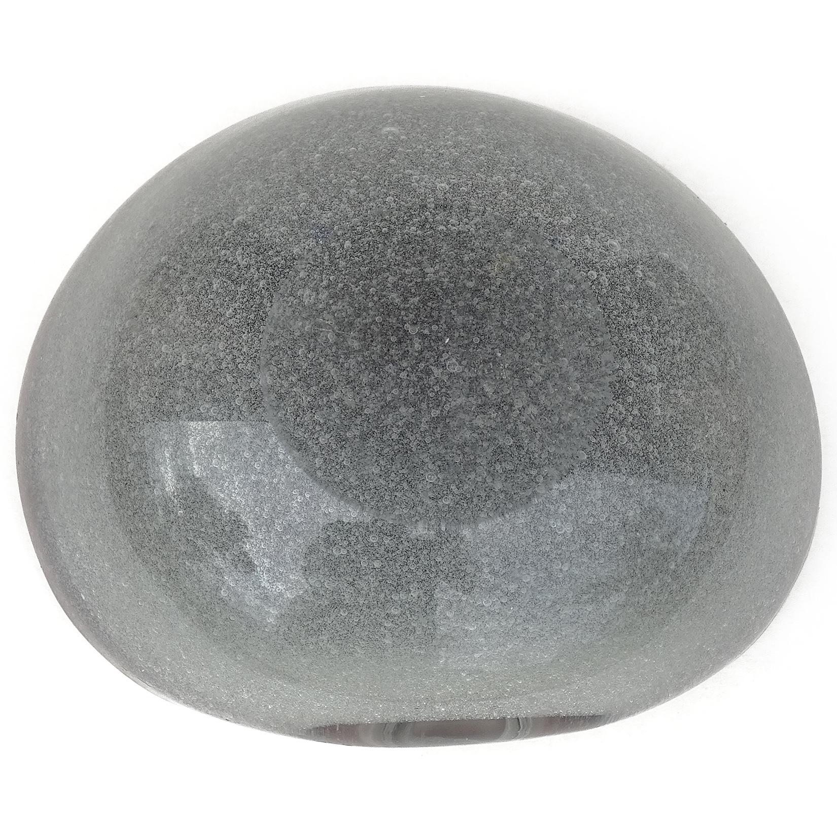 Murano Rosa Grau Pulegoso Bubbles Italienisches Kunstglas Mid Century Schale Vide Poche (Glas) im Angebot