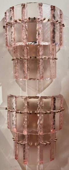 Murano Pink Ice Block Wall Sconces