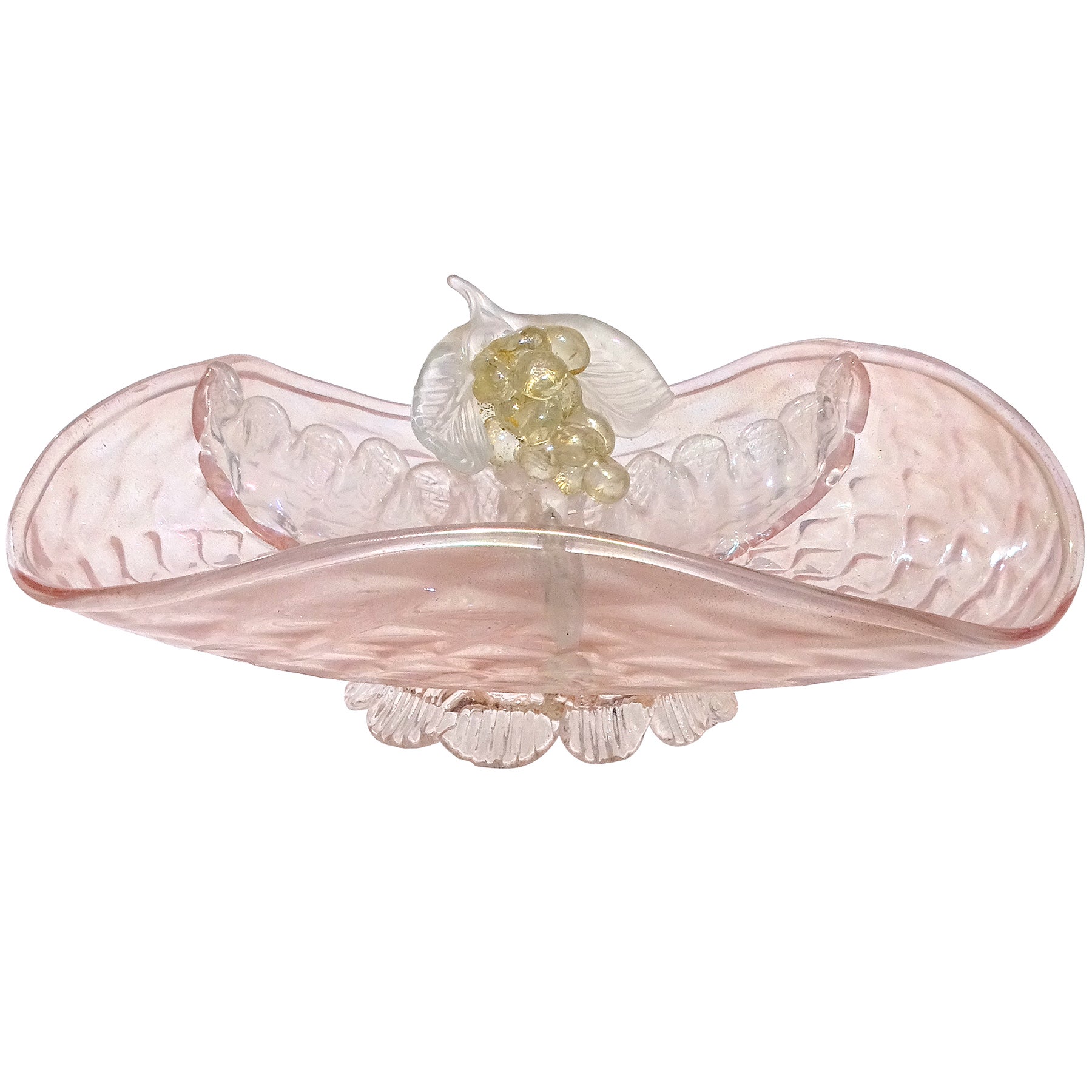 Murano Rosa Opal Gold Flecken schillernde gesteppte italienische Kunst Glas servieren Schüssel
