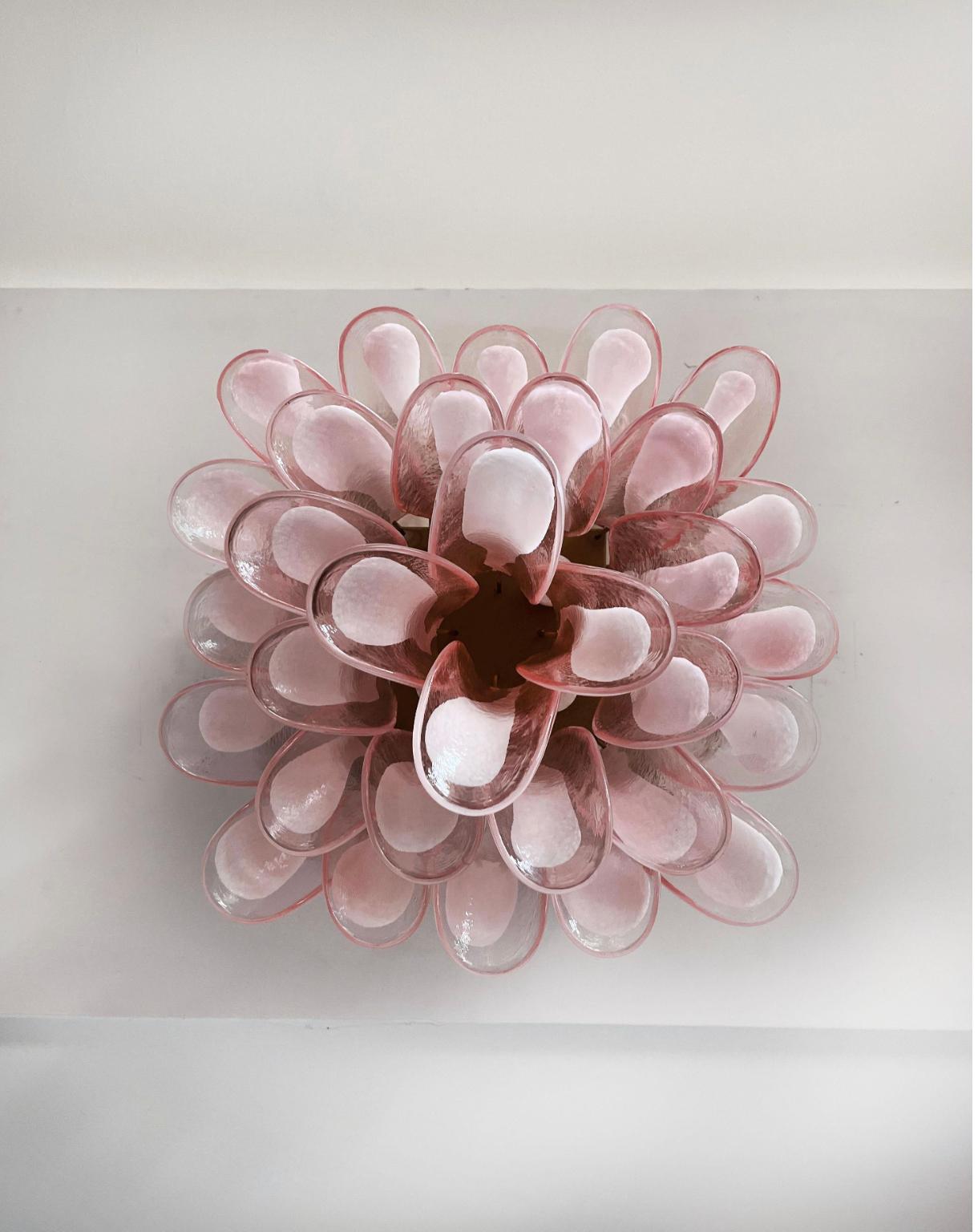 Murano Pink Petal Ceilng Chandelier For Sale 1
