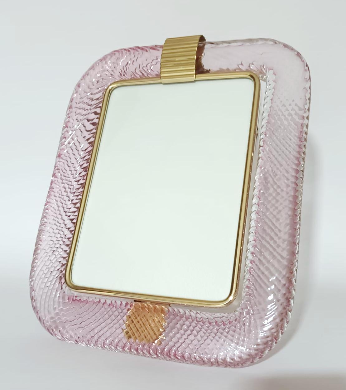 Mid-Century Modern Murano Pink Photo Frame by Barovier e Toso, 4 Available For Sale