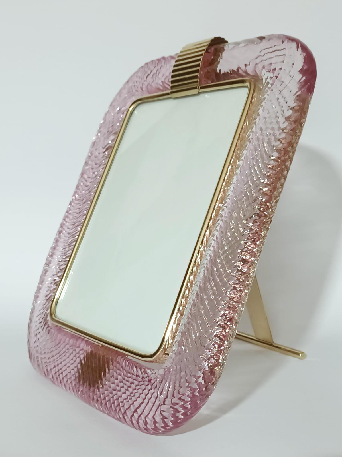 Fotorahmen aus rosa Muranoglas von Barovier e Toso, 4 Stück verfügbar (Italienisch) im Angebot